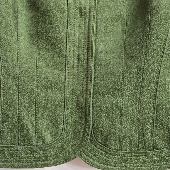 Albert Nipon Womens Vintage 90s Y2K Twee Green Tailored Wool Silk Blend Blazer 4 - Picture 6 of 10
